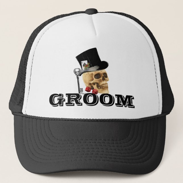 Casquette Steampunk gothique pari crâne marié (Devant)