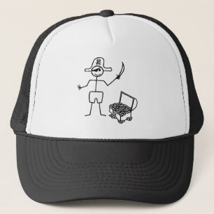 Casquette Stickman Pirate Avec Poitrine Au Trésor
