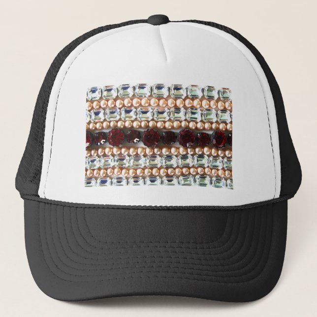 Casquette Strass et perles - bijoux vintage (Devant)