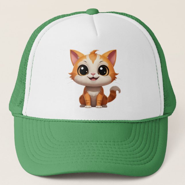 Casquette Style de dessin animé de chat orange mignon - 8973 (Devant)