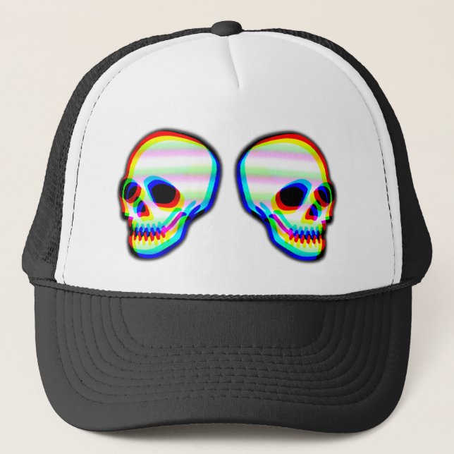 Casquette Style tendance néon d'illustration crâne (Devant)