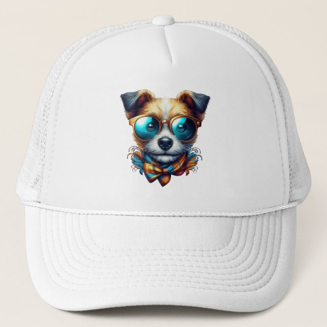Casquette Stylish Dog With Glasses Colorful Modern Pet Art (Devant)