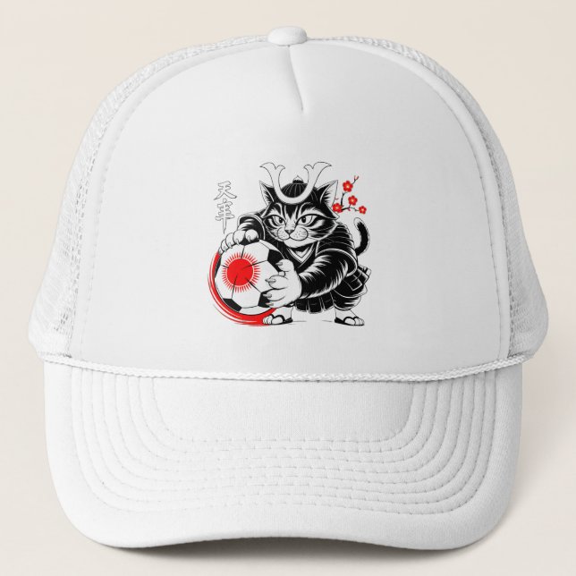 Casquette Stylish Samurai Cat Japan Soccer For Fotball fans (Devant)