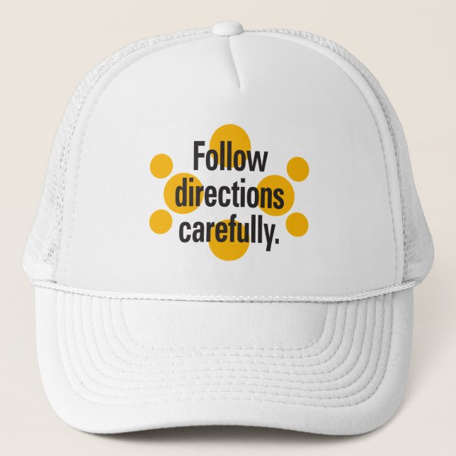 Casquette Suivez les instructions avec soin Orange Spots (Devant)