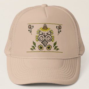 Casquette Sunflower Folk Motif par Alexandra Cook