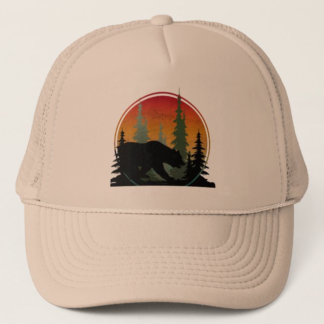 Casquette Sunset Bear Nature Forêt Animal (Devant)