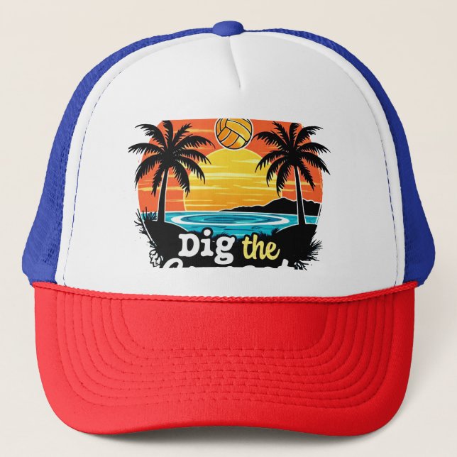 Casquette "Sunset volleyball" -Volleyball design pour les jo (Devant)