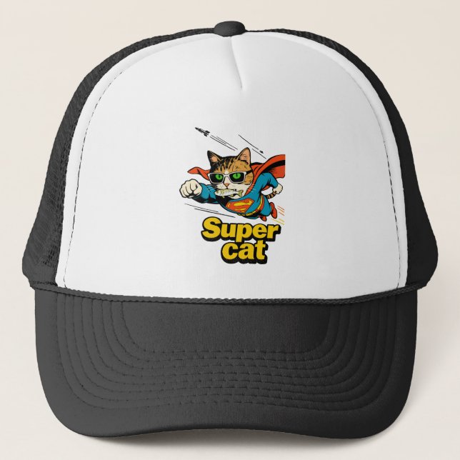 Casquette Super Chat Volant avec Poisson  (Devant)