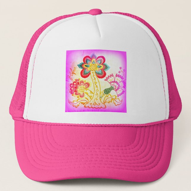 casquette super de style hippie rose palmier (Devant)