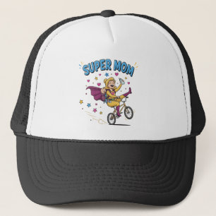 Casquette Super Maman Superhéroïne à Vélo avec Cadeau pour B