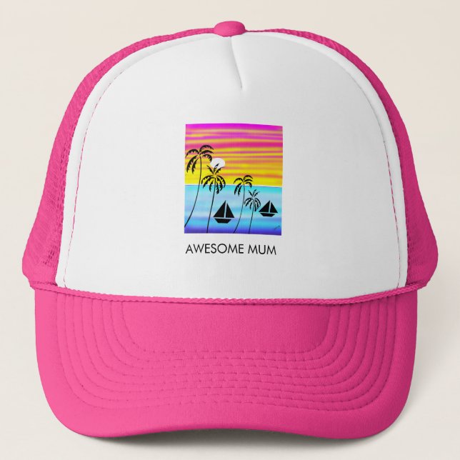 Casquette Super Mum Tropical Sunset Voile (Devant)