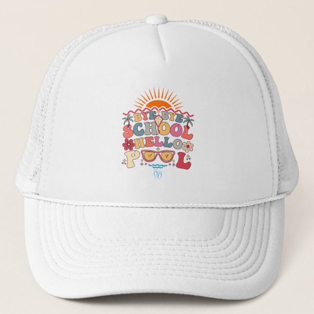Casquette Super Retro Design Bye Bye School Hello Pool Cool (Devant)