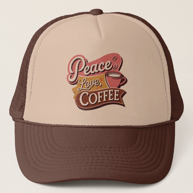 Casquette Superbe café art rétro avec des mots  (Devant)