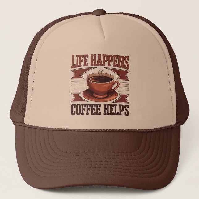 Casquette Superbe café art rétro avec des mots  (Devant)