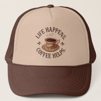 Casquette Superbe café art rétro avec des mots 