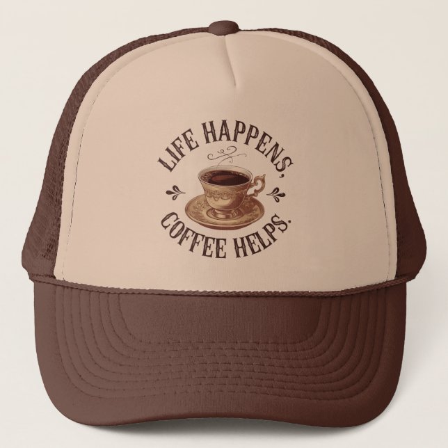 Casquette Superbe café art rétro avec des mots  (Devant)