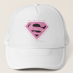 Casquette Supergirl a affligé le noir et le rose de logo