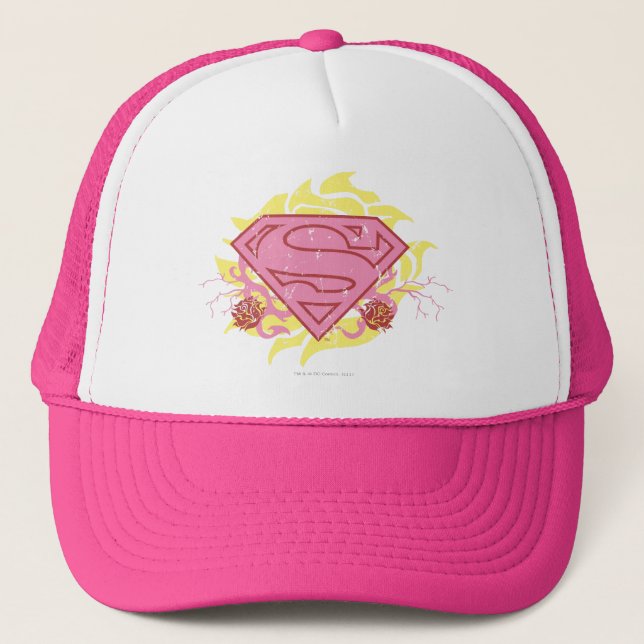 Casquette Supergirl Fleurs roses (Devant)