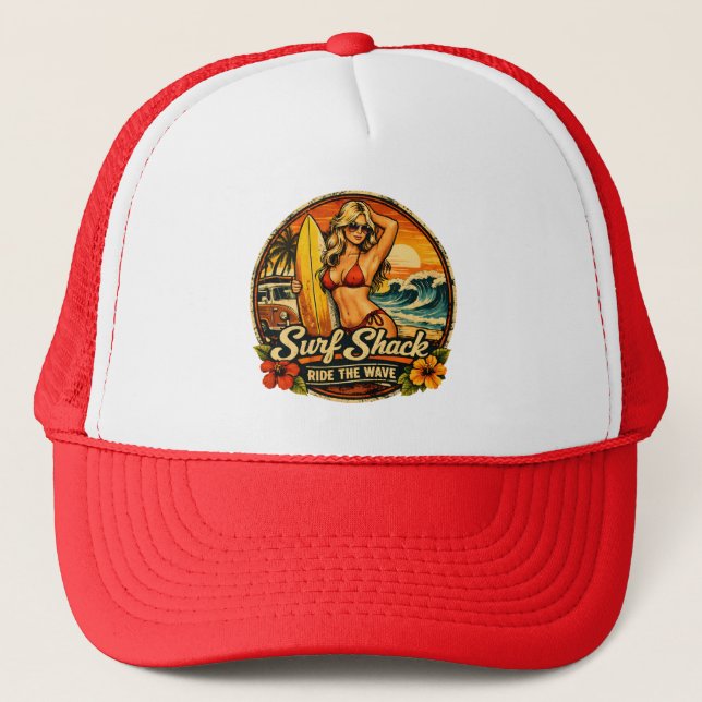 Casquette Surf Shack Surfer Pin-Up | Ride The Wave Beach (Devant)