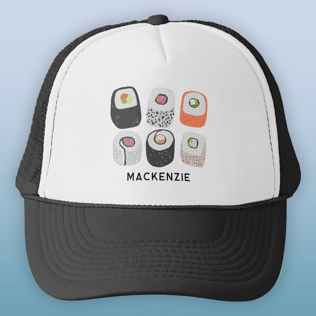 Casquette Sushi Fun Japonais Food Art Personnalisé (Sushi Nigiri Maki roll Japanese food art personalized custom name trucker hat)