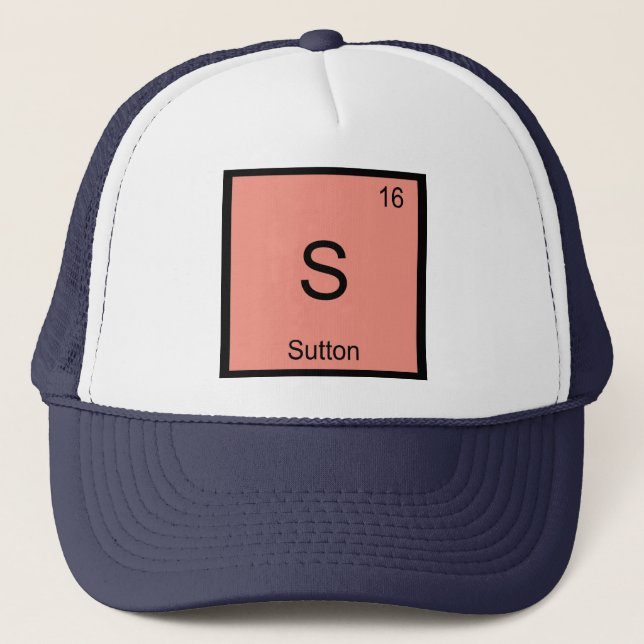 Casquette Sutton Nom Chimie Élément Tableau Périodique (Devant)