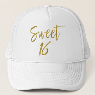 Casquette Sweet 16 Anniversaire d'or et chapeau de camion bl