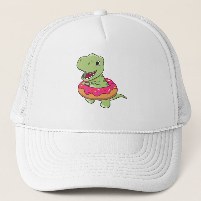 Casquette Sweet Dino T-Rex Animaux Amusants En Rose Donut (Devant)