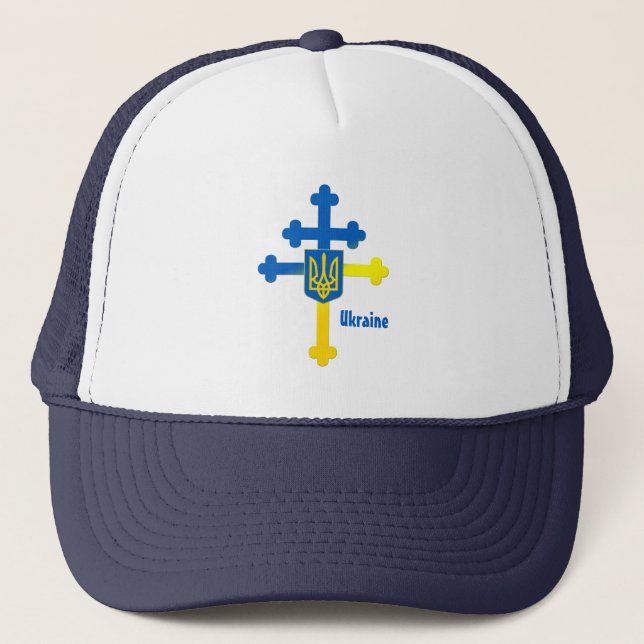 Casquette SYMBOLE DE COURSE D'Ukraine & Croix de Lorraine (Devant)