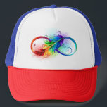 Casquette Symbole d'infini avec plume arc-en-ciel<br><div class="desc">Symbole artistique à l'infini avec belle plume arc-en-ciel sur arrière - plan blanc. Style tatouage.</div>