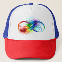 Symbole d'infini avec plume arc-en-ciel