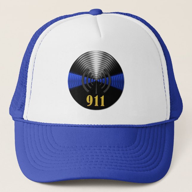 Casquette Symbole divisionnaire de ligne bleue mince - 911 (Devant)