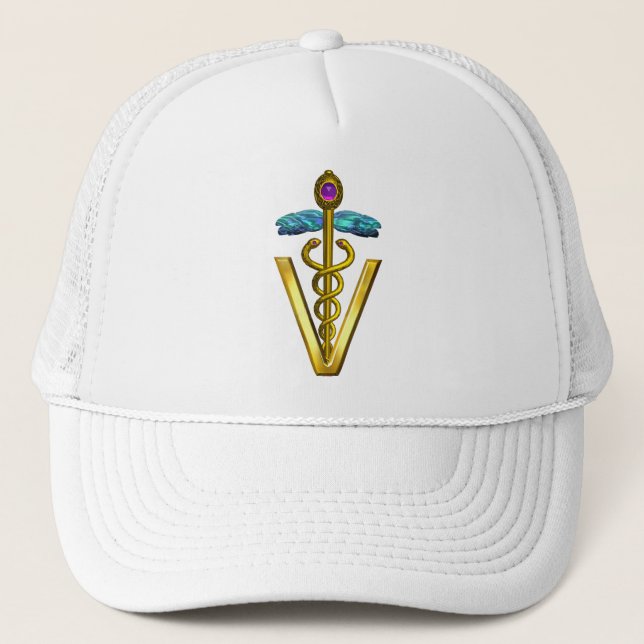 CASQUETTE SYMBOLE D'OR DE VÉTÉRINAIRE DE CADUCÉE (Devant)