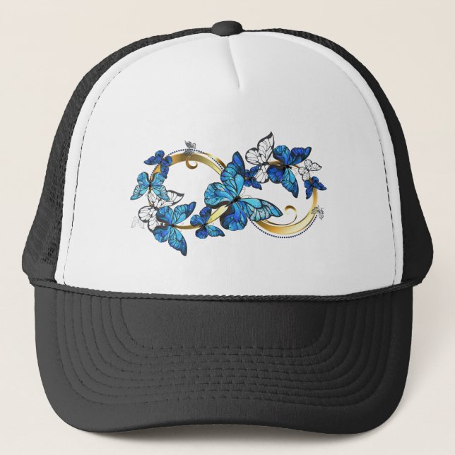 Casquette Symbole infini de papillons Morpho bleus (Devant)