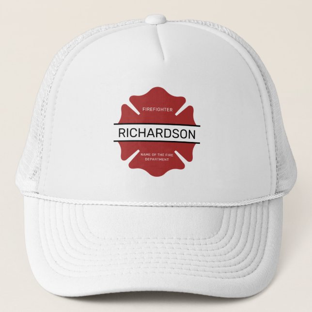 Casquette Symbole logo rouge du pompier personnalisé (Devant)