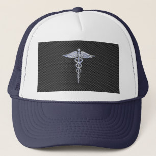 Casquette Symbole Médicale Chrome Caduceus Carbon Décor Fibr