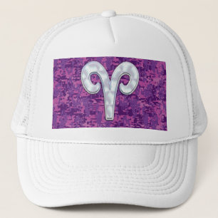 Casquette Symbole Pearl Like Aries sur Camo numérique rose