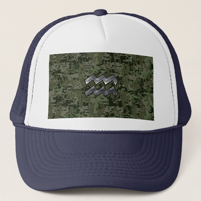 Casquette SYMBOLE Zodiaque Aquarius Camouflage numérique ver (Devant)