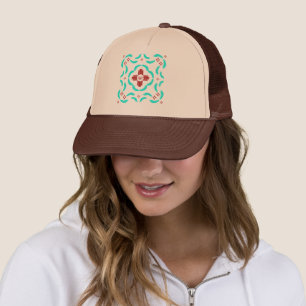 Casquette Symboles Red Zia Nouveau-Mexique Plumes turquoise