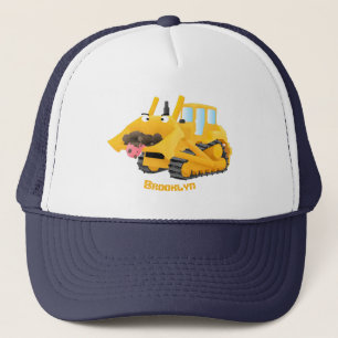 Casquette Sympa joli caractère de dessin animé au bulldozer 