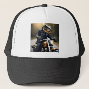 Casquette T-Rex Dinosaur Bikie En Moto,