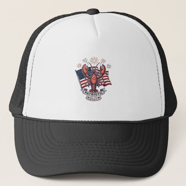 Casquette T-Shirt_1 gravure vintage drapeau homard patriotiq (Devant)