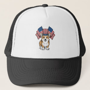 Casquette T-shirt avec gravure vintage de corgi patriotique