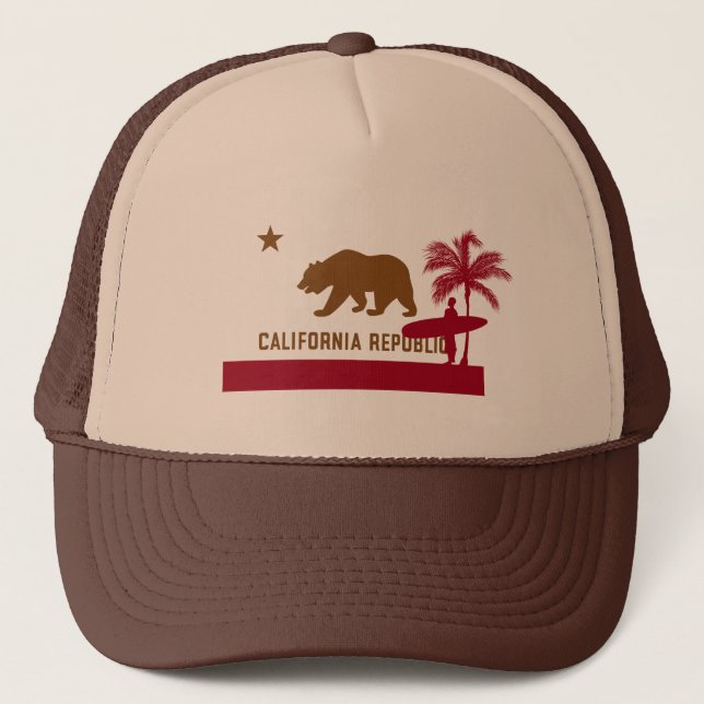 Casquette T-shirt de drapeau de la Californie - surfer sur (Devant)
