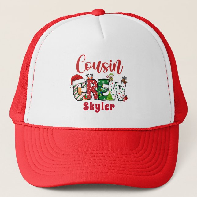Casquette T-Shirt de Noël Retro Cousin Crew personnalisé (Devant)