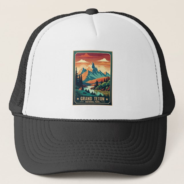 Casquette T-shirt de randonnée Retro Grand Teton (Devant)