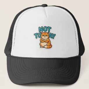 Casquette T-shirt drôle de chat grincheux Pas aujourd'hui