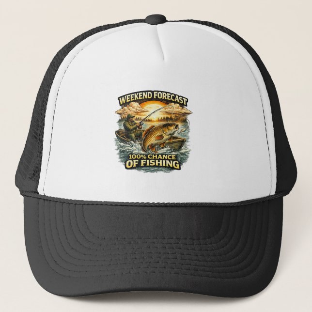 Casquette T-shirt drôle de pêche – Prévisions de week-end 10 (Devant)