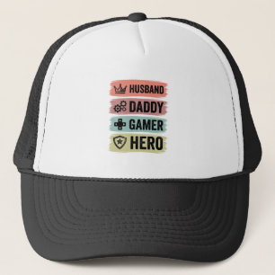 Casquette T-Shirt Géométrique Mari Papa Gamer Héros Vintage