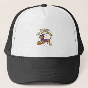 Casquette T-shirt Happy Halloweenie chien teckel sorcière_1
