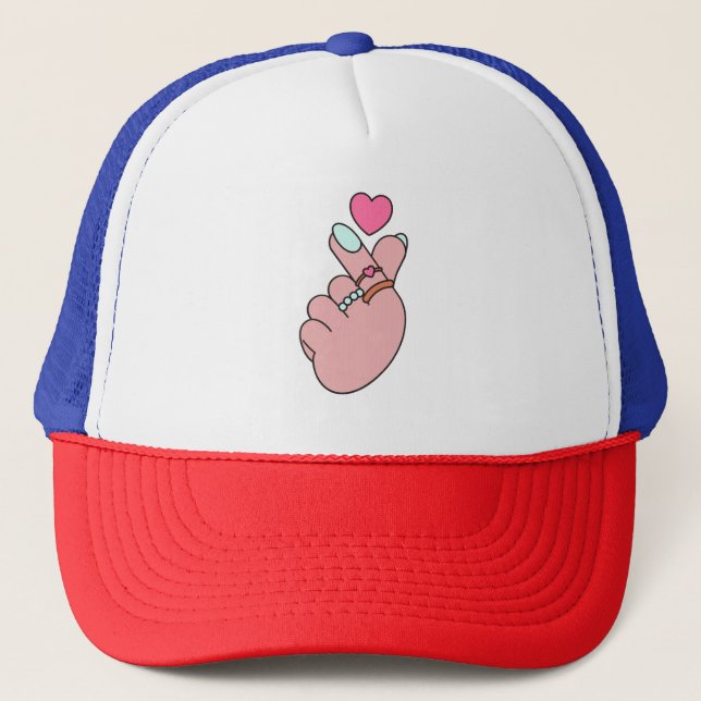 Casquette T-shirt Saranghae Love KPop Finger Heart coréen (Devant)